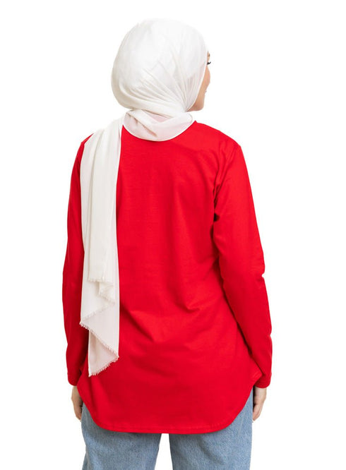 Racing Red Printed Long - Sleeve Design 9 - Khotwh